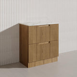 600-1800mm Aulic Lovina Fluted Freestanding Vanity with Kickboard Finger Pull Drawers Harvest Oak