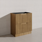 600-1800mm Aulic Lovina Fluted Freestanding Vanity with Kickboard Finger Pull Drawers Harvest Oak