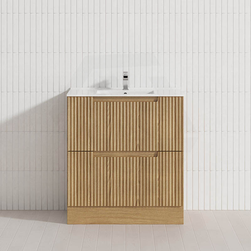 600-1800mm Aulic Lovina Fluted Freestanding Vanity with Kickboard Finger Pull Drawers Harvest Oak