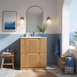 Aulic Lovina Fluted Freestanding Vanity with Kickboard Finger Pull Drawers 750mm - Harvest Oak