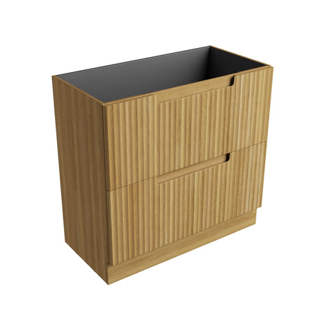 600-1800mm Aulic Lovina Fluted Freestanding Vanity with Kickboard Finger Pull Drawers Harvest Oak