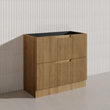 600-1800mm Aulic Lovina Fluted Freestanding Vanity with Kickboard Finger Pull Drawers Harvest Oak