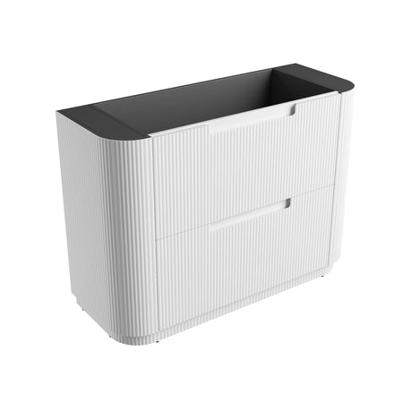 750-1800mm Aulic Curva Fluted Curved Freestanding Vanity with Kickboard Finger Pull Drawers Matt White