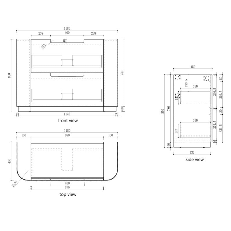 750-1800mm Aulic Curva Fluted Curved Freestanding Vanity with Kickboard Finger Pull Drawers Matt White