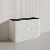 750-1800mm Aulic Curva Fluted Curved Freestanding Vanity with Kickboard Finger Pull Drawers Matt White