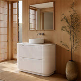 Aulic Curva Fluted Curved Freestanding Vanity with Kickboard Finger Pull Drawers 1200mm - Matt White