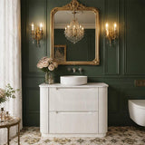 Aulic Curva Fluted Curved Freestanding Vanity with Kickboard Finger Pull Drawers 1200mm - Matt White