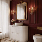 Aulic Curva Fluted Curved Freestanding Vanity with Kickboard Finger Pull Drawers 1200mm - Matt White