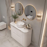 Aulic Curva Fluted Curved Freestanding Vanity with Kickboard Finger Pull Drawers 1200mm - Matt White