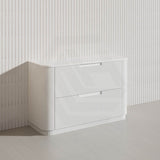 750-1800mm Aulic Curva Fluted Curved Freestanding Vanity with Kickboard Finger Pull Drawers Matt White