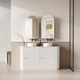 750-1800mm Aulic Curva Fluted Curved Freestanding Vanity with Kickboard Finger Pull Drawers Matt White