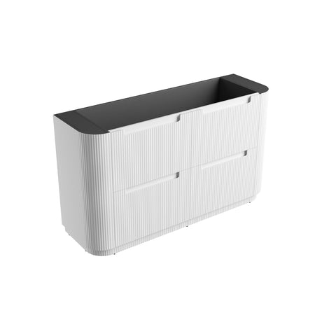 750-1800mm Aulic Curva Fluted Curved Freestanding Vanity with Kickboard Finger Pull Drawers Matt White