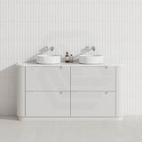 750-1800mm Aulic Curva Fluted Curved Freestanding Vanity with Kickboard Finger Pull Drawers Matt White
