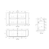 750-1800mm Aulic Curva Fluted Curved Freestanding Vanity with Kickboard Finger Pull Drawers Matt White