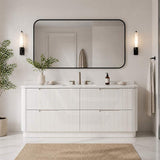 Aulic Curva Single/Double Bowls Fluted Curved Freestanding Vanity with Kickboard Finger Pull Drawers 1500mm - Matt White