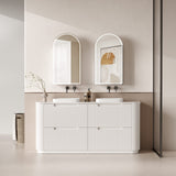 750-1800mm Aulic Curva Fluted Curved Freestanding Vanity with Kickboard Finger Pull Drawers Matt White