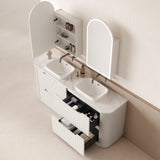 750-1800mm Aulic Curva Fluted Curved Freestanding Vanity with Kickboard Finger Pull Drawers Matt White