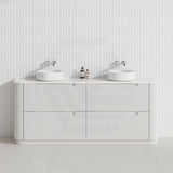 750-1800mm Aulic Curva Fluted Curved Freestanding Vanity with Kickboard Finger Pull Drawers Matt White