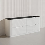 750-1800mm Aulic Curva Fluted Curved Freestanding Vanity with Kickboard Finger Pull Drawers Matt White