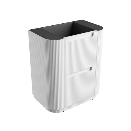 750-1800mm Aulic Curva Fluted Curved Freestanding Vanity with Kickboard Finger Pull Drawers Matt White