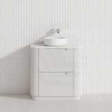 750-1800mm Aulic Curva Fluted Curved Freestanding Vanity with Kickboard Finger Pull Drawers Matt White