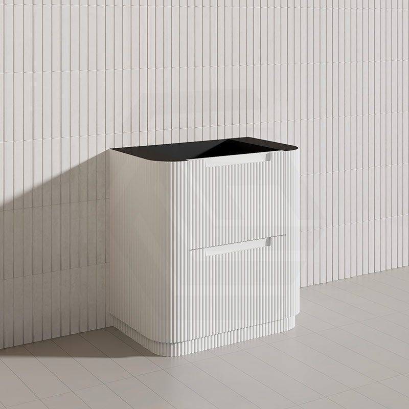 750-1800mm Aulic Curva Fluted Curved Freestanding Vanity with Kickboard Finger Pull Drawers Matt White