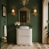 Aulic Curva Fluted Curved Freestanding Vanity with Kickboard Finger Pull Drawers 750mm - Matt White