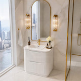 Aulic Curva Fluted Curved Freestanding Vanity with Kickboard Finger Pull Drawers 750mm - Matt White