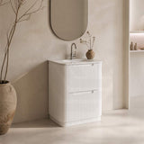 Aulic Curva Fluted Curved Freestanding Vanity with Kickboard Finger Pull Drawers 750mm - Matt White