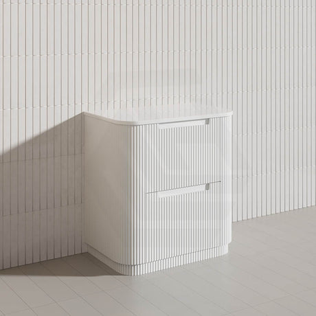 750-1800mm Aulic Curva Fluted Curved Freestanding Vanity with Kickboard Finger Pull Drawers Matt White