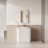 750-1800mm Aulic Curva Fluted Curved Freestanding Vanity with Kickboard Finger Pull Drawers Matt White