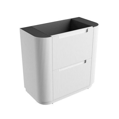 750-1800mm Aulic Curva Fluted Curved Freestanding Vanity with Kickboard Finger Pull Drawers Matt White