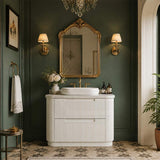 Aulic Curva Fluted Curved Freestanding Vanity with Kickboard Finger Pull Drawers 900mm - Matt White