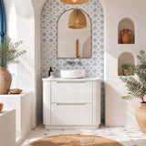 Aulic Curva Fluted Curved Freestanding Vanity with Kickboard Finger Pull Drawers 900mm - Matt White
