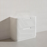 750-1800mm Aulic Curva Fluted Curved Freestanding Vanity with Kickboard Finger Pull Drawers Matt White