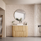 750-1800mm Aulic Varcelli Fluted Curved Freestanding Vanity with Kickboard Finger Pull Drawers Harvest Oak