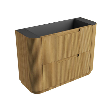 750-1800mm Aulic Varcelli Fluted Curved Freestanding Vanity with Kickboard Finger Pull Drawers Harvest Oak