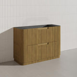 750-1800mm Aulic Varcelli Fluted Curved Freestanding Vanity with Kickboard Finger Pull Drawers Harvest Oak