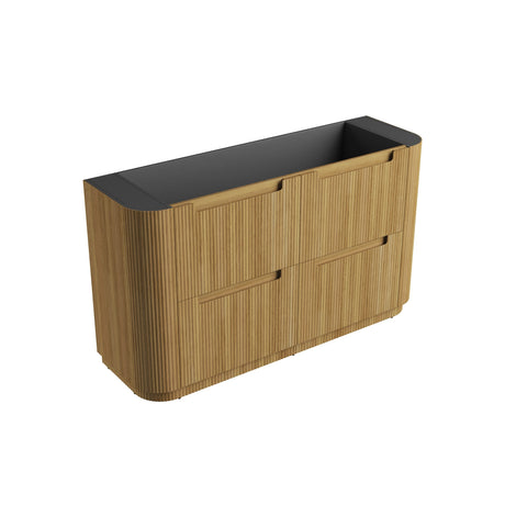 750-1800mm Aulic Varcelli Fluted Curved Freestanding Vanity with Kickboard Finger Pull Drawers Harvest Oak