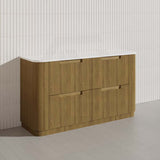 750-1800mm Aulic Varcelli Fluted Curved Freestanding Vanity with Kickboard Finger Pull Drawers Harvest Oak