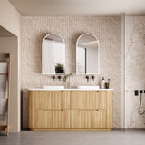 750-1800mm Aulic Varcelli Fluted Curved Freestanding Vanity with Kickboard Finger Pull Drawers Harvest Oak