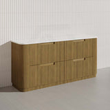 750-1800mm Aulic Varcelli Fluted Curved Freestanding Vanity with Kickboard Finger Pull Drawers Harvest Oak