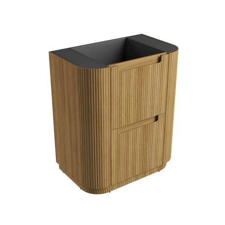 750-1800mm Aulic Varcelli Fluted Curved Freestanding Vanity with Kickboard Finger Pull Drawers Harvest Oak