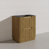 750-1800mm Aulic Varcelli Fluted Curved Freestanding Vanity with Kickboard Finger Pull Drawers Harvest Oak