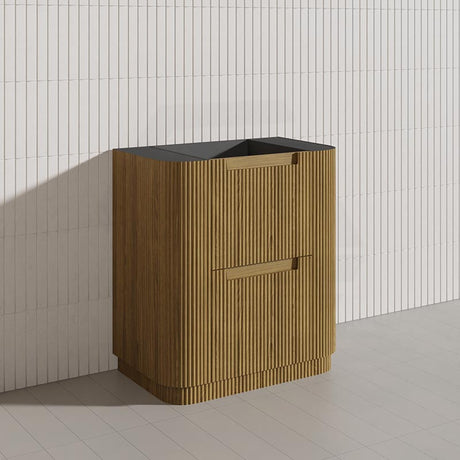 750-1800mm Aulic Varcelli Fluted Curved Freestanding Vanity with Kickboard Finger Pull Drawers Harvest Oak