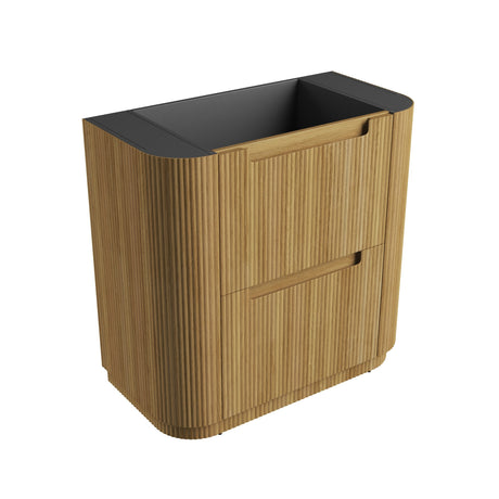 750-1800mm Aulic Varcelli Fluted Curved Freestanding Vanity with Kickboard Finger Pull Drawers Harvest Oak