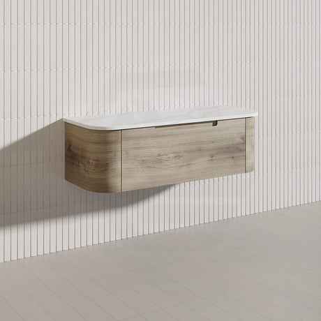 1200mm Aulic Hamilton Wall Hung Vanity Natural Timber Grains Max Finish & Stone Top Bathroom Available