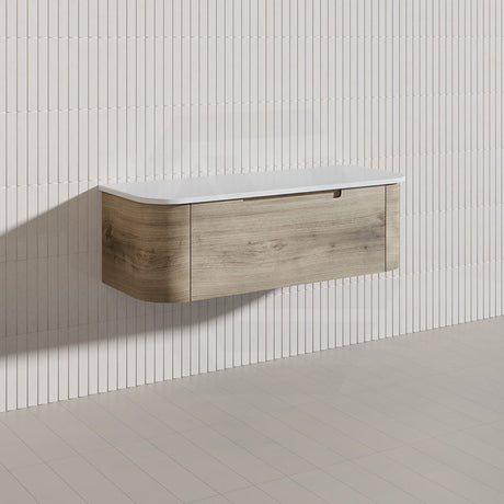 1200mm Aulic Hamilton Wall Hung Vanity Natural Timber Grains Max Finish & Stone Top Bathroom Available