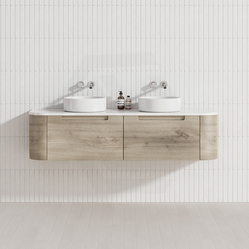 750 - 1800Mm Hamilton Wall Hung Curved Vanity Minimalistic Style Cabinet Only For Bathroom Matt