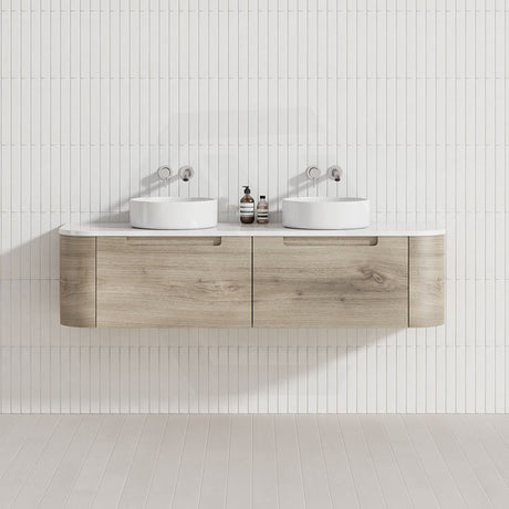 750 - 1800Mm Hamilton Wall Hung Curved Vanity Minimalistic Style Cabinet Only For Bathroom Matt